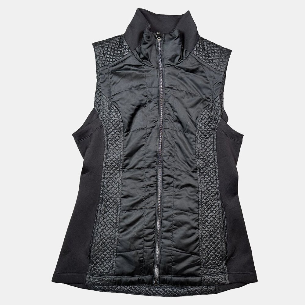 Athleta Full Zip High Neck Quilted Puffer Vest Black Women's Size Small
